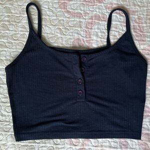 Women's Black Ribbed Crop Top